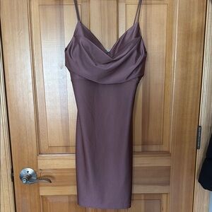 Windsor Lovely Day Small Fig Satin Mini Dress